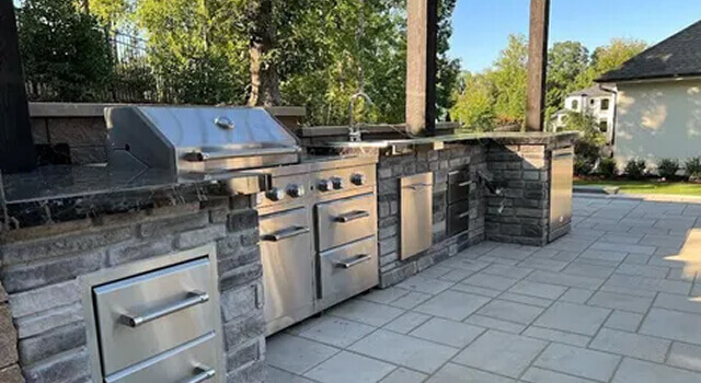bbq patio and hardscapes setup