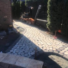 Cobblestone / paver walkway under construction